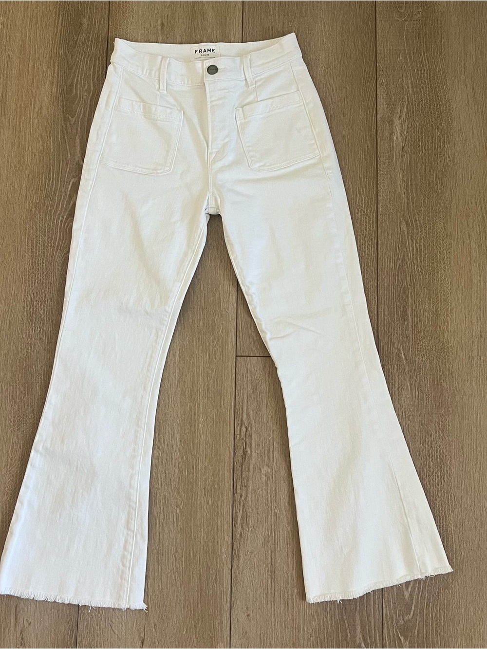 FRAME White High-Rise Flare wide legged Jeans 25